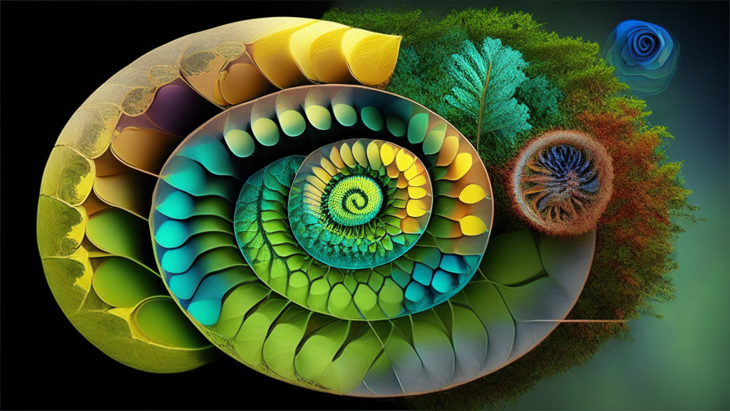 a Fibonacci sequence with nature-related colors