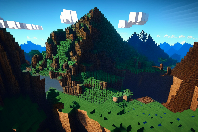 a Minecraft mountain landscape