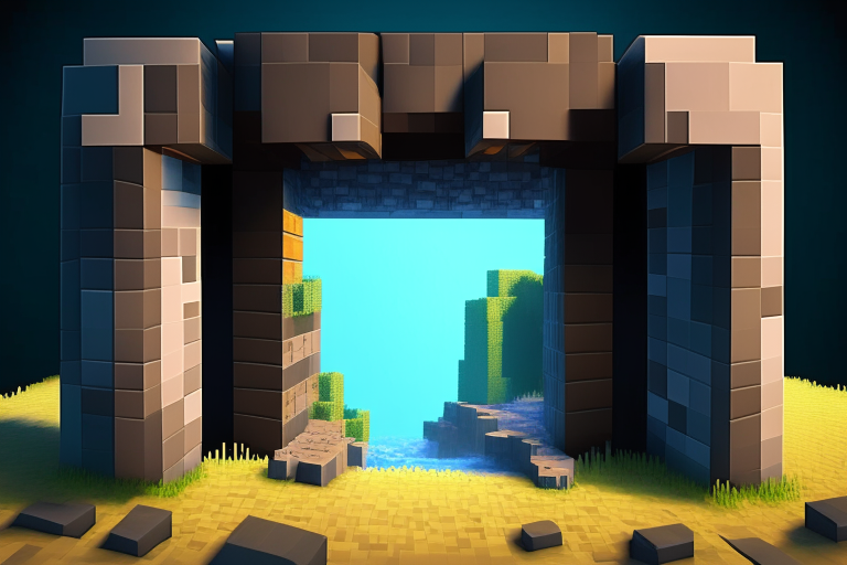 a Minecraft-style image with a rectangular portal