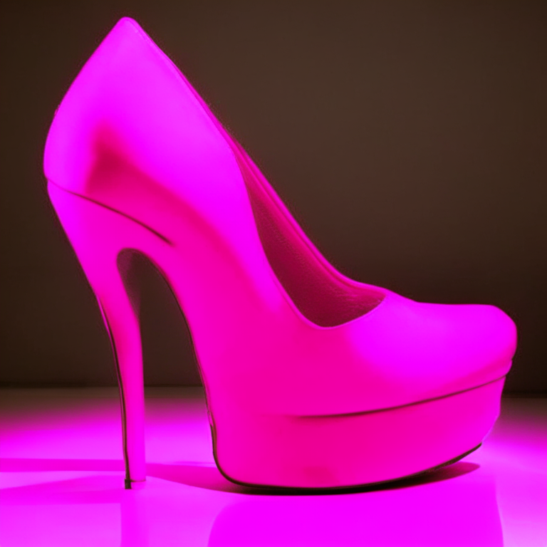 neon pink high heel shoe