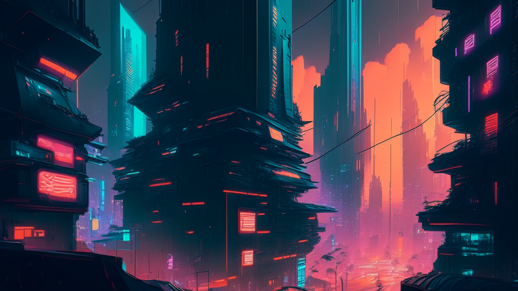 a colored manga style city in a Blade Runner manner, 4k