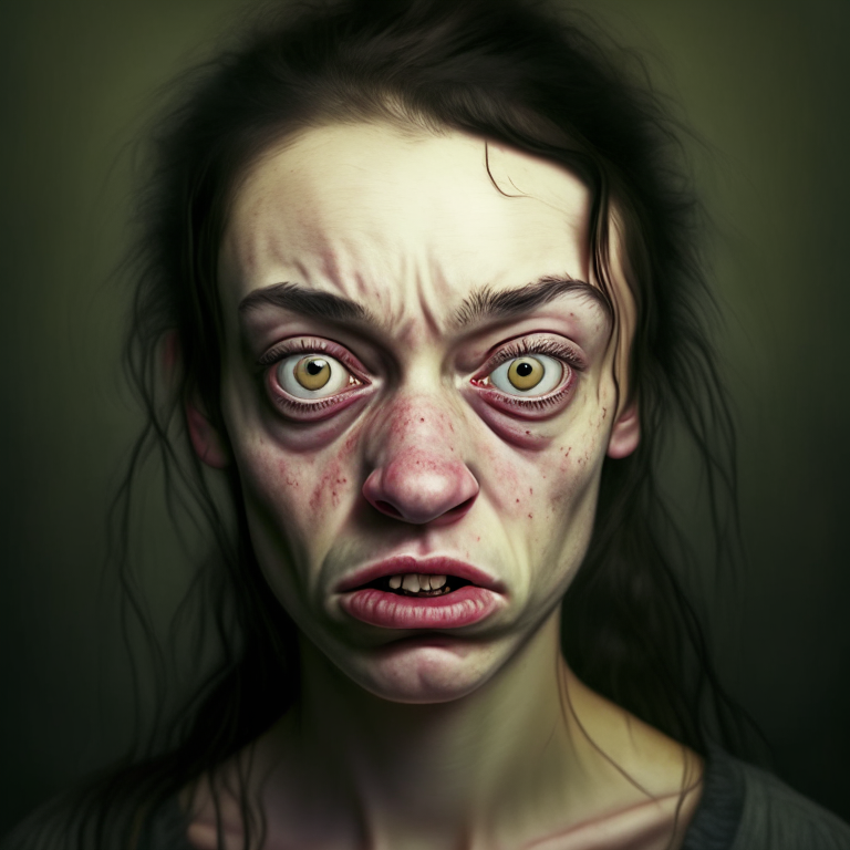Portrait of an ugly young woman