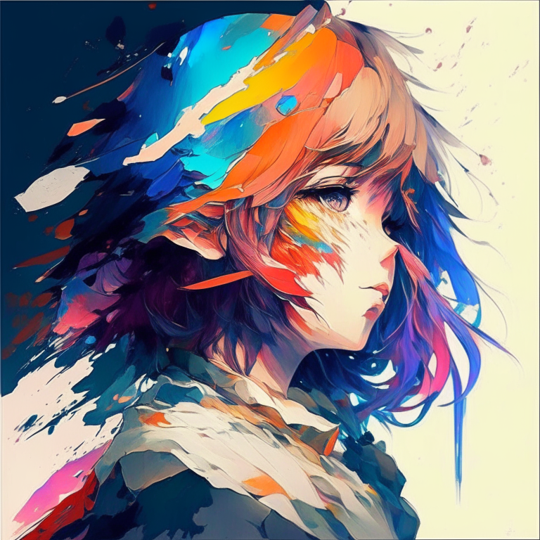 Beautiful painting with different colours anime