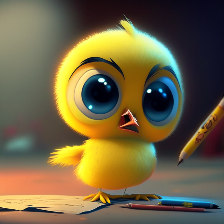 Cinematic Cute Monster Tweety Cartoon, 8k, with Cinematic Lighting in a Shin-chan Style. Cinematic Cute Monster Tweety Cartoon