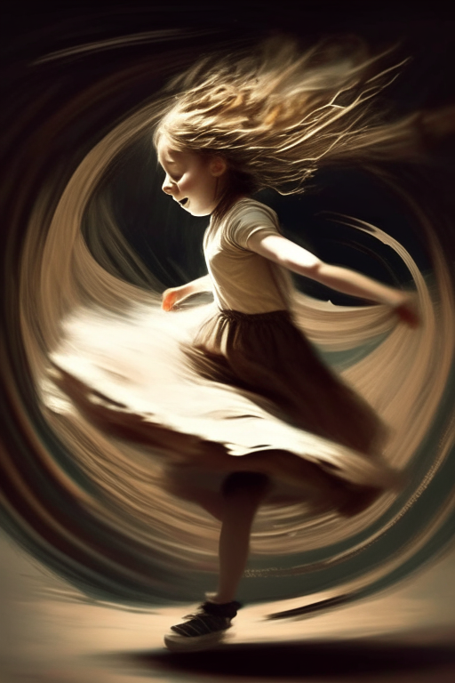 a girl is dancing by moving round and round