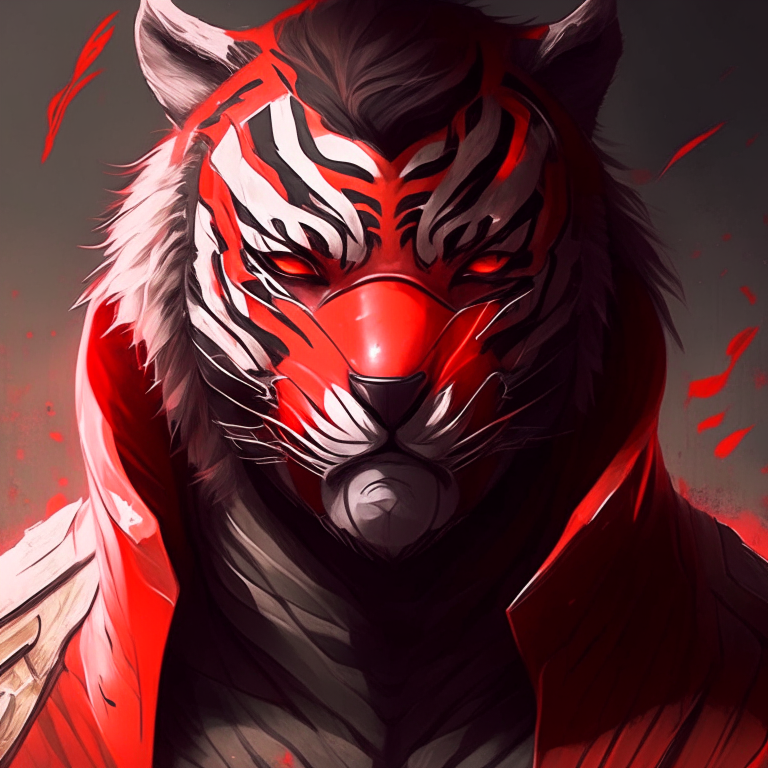 Handsome anime  ,Masked tiger with red colour 