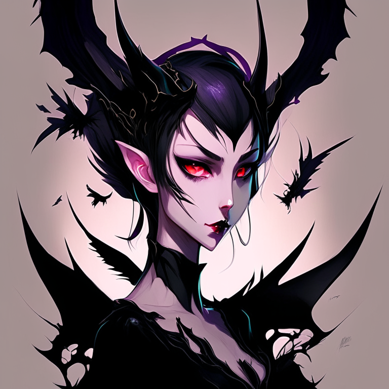 Pretty anime maleficent, with black colour 