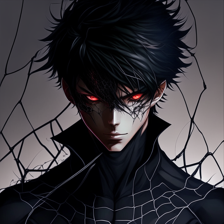 Handsome anime spider 🕷️ man , black colour 