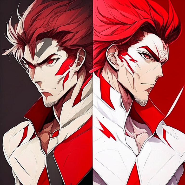 Handsome anime X Man, with different colour red and white 