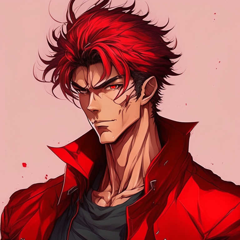 Handsome anime X Man, red colour 