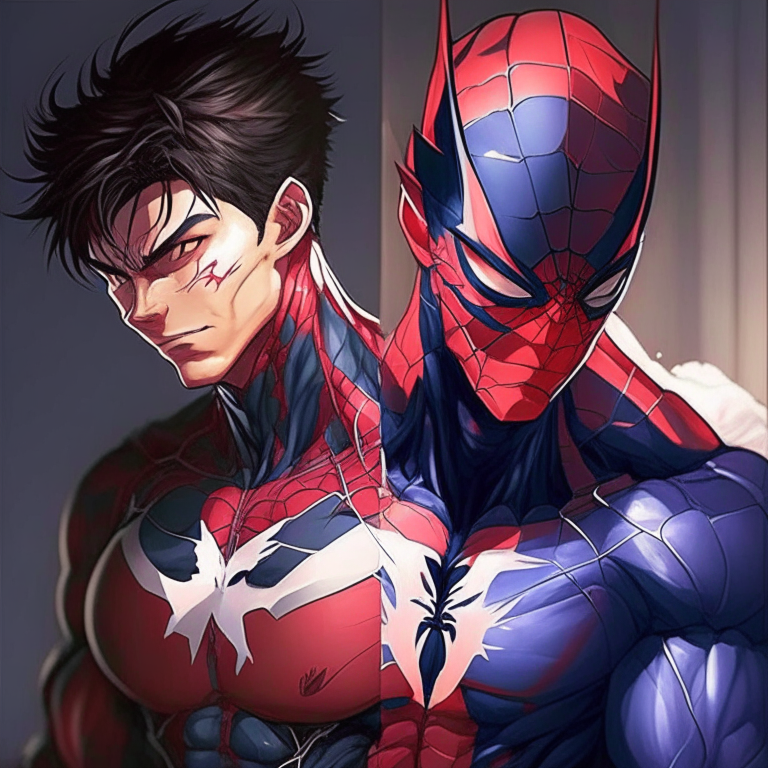 Handsome anime X Man, fight with spider Man 