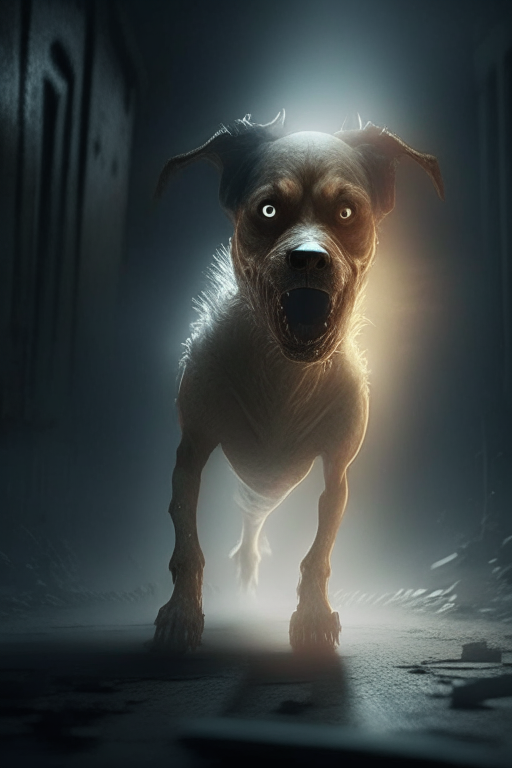 A dog turns into scary in 3D cinematic visuals 