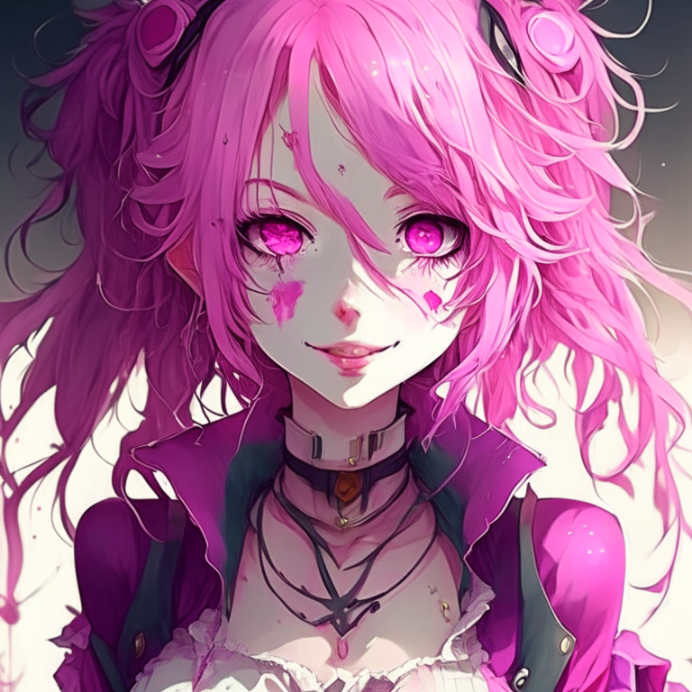 Pretty anime joker  girl 🃏 pink colour 