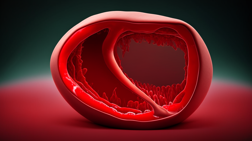 a sickle-shaped red blood cell in the bloodstream