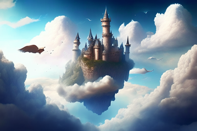 castles flying in the sky fantasy landscape with castles in the clouds