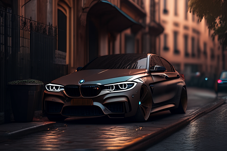 a BMW parked on a street, 4k