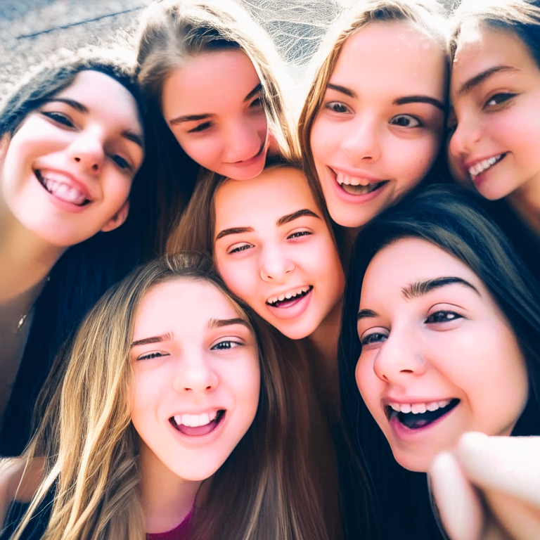 Group of girls, selfie 