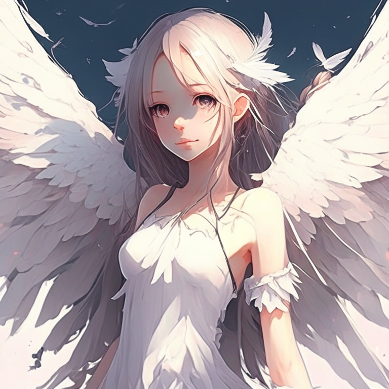 Pretty anime girl
with wings، white colour 
