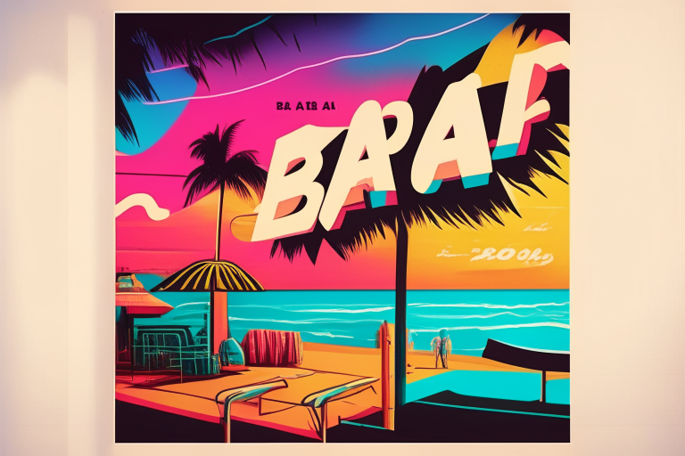 80s style beach bar poster