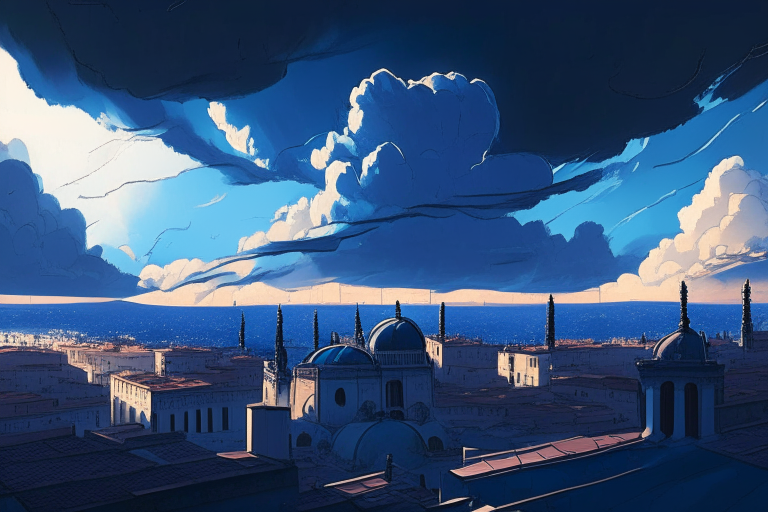 Wallpaper roof, the sky, night, the city, lights, anime, girl for mobile  and desktop, section сёдзё, resolution 1920x1200 - download
