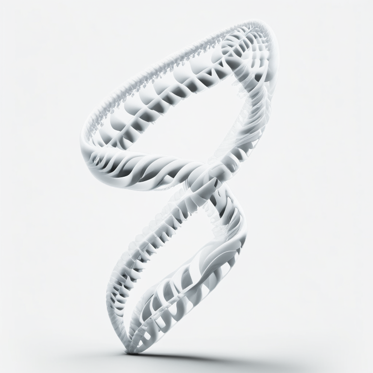 a DNA strand, double helix, with a white background