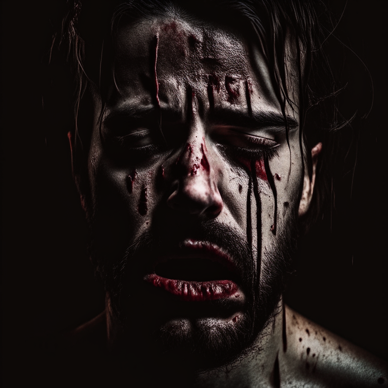 Depresión, angustia, soledad, dolor, ansiedad, llanto, gritos, desesperación, sangre, muerte desilusión, tristezas, amargura, grafico psicológico, decadencia, realista con sangre  