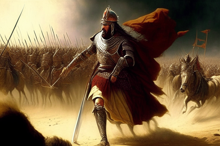 Saul King of Israel on the battlefield