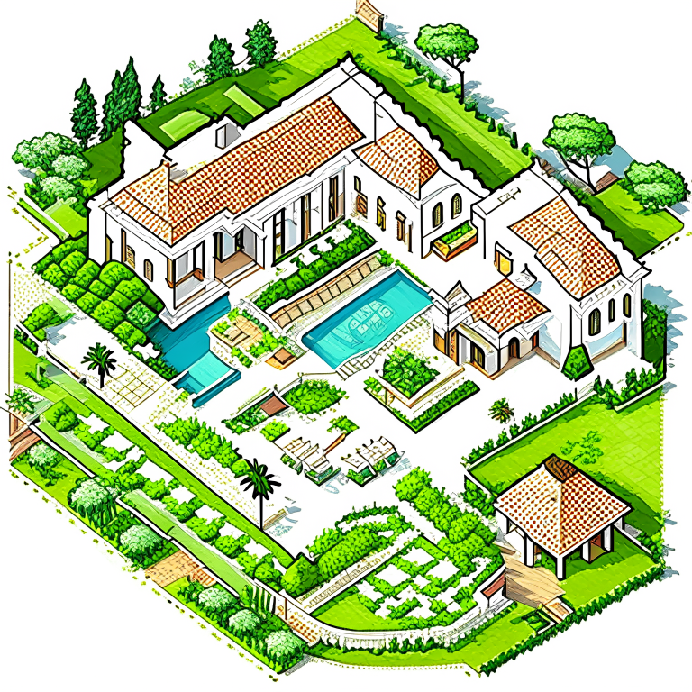 isometric plan of the villa