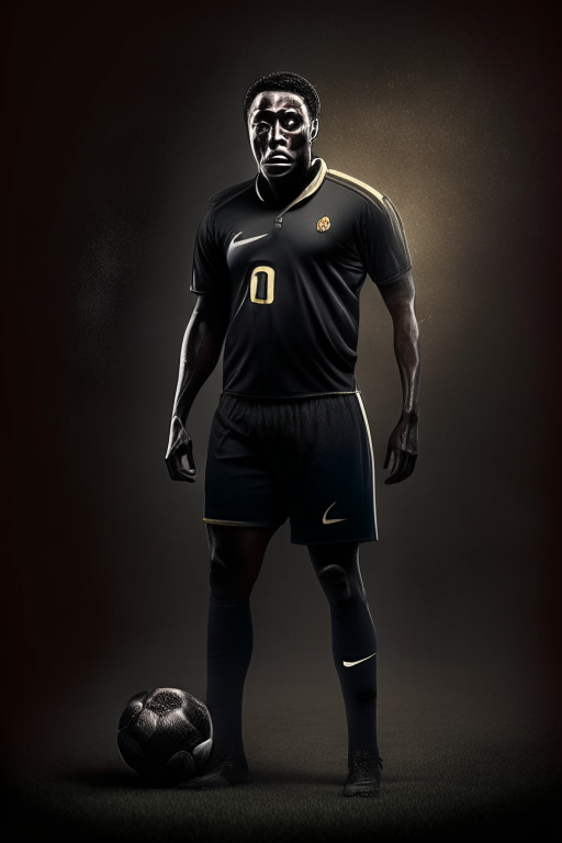 Footballer Pele full body dark moody
