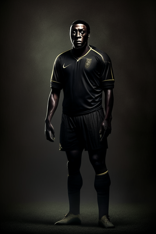 Footballer Pele full body dark moody