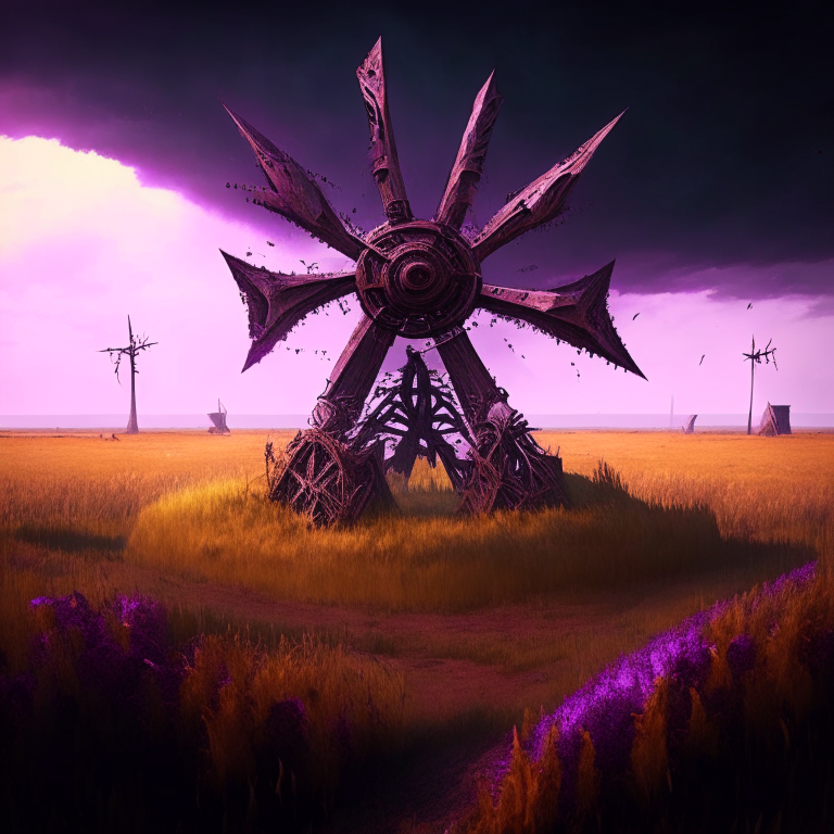 Nether portal windmill in a field of armor stands