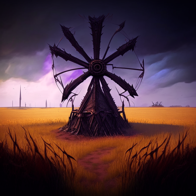 Nether portal windmill in a field of armor stands