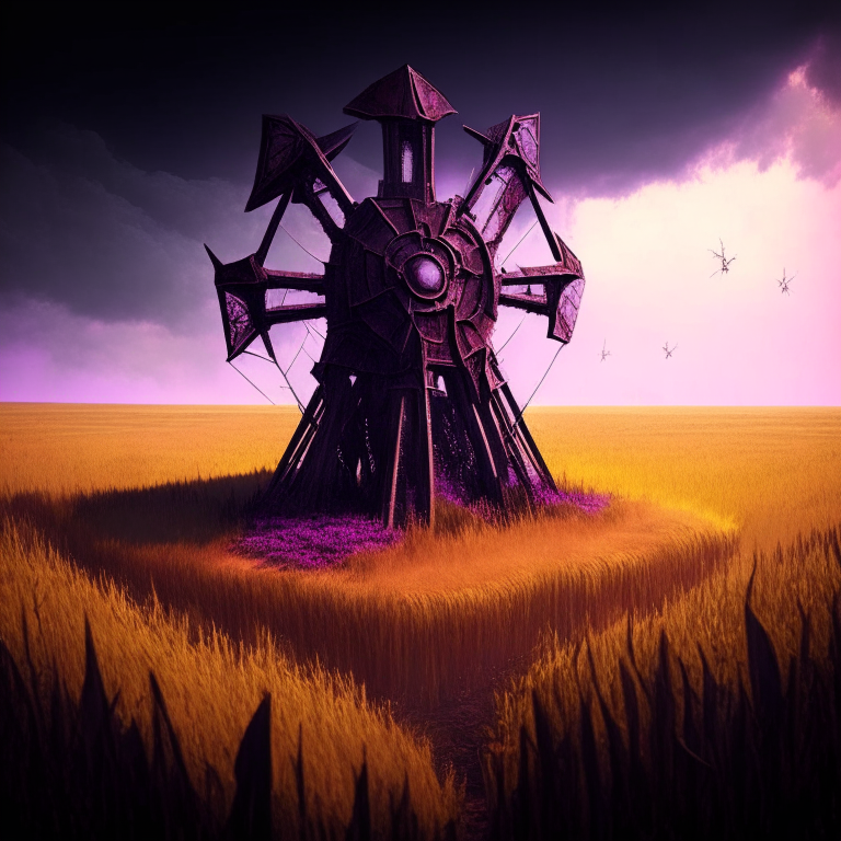 Nether portal windmill in a field of armor stands