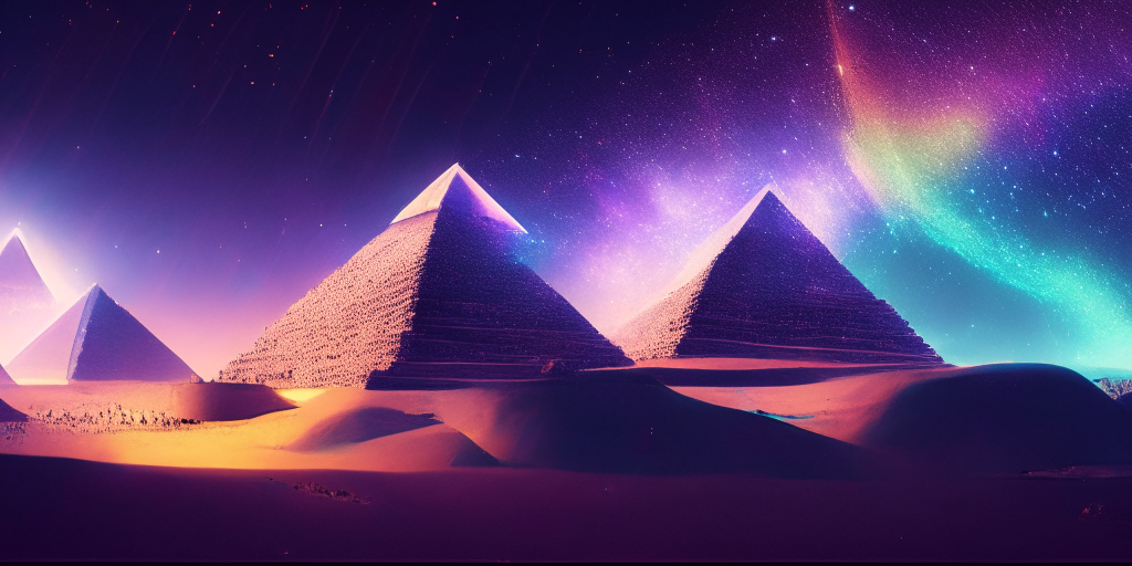 the pyramids turning into cubes and then into spheres