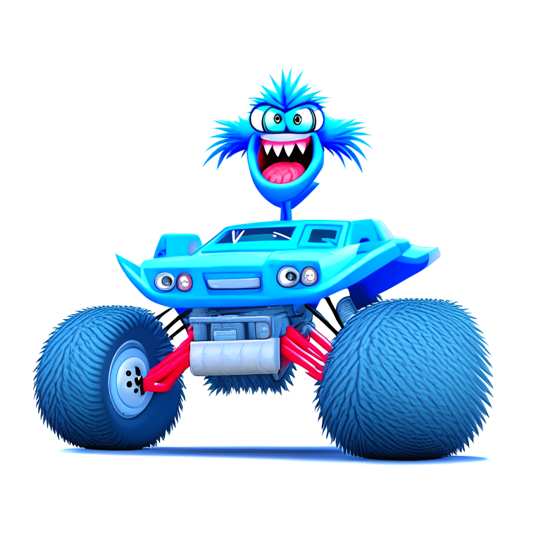 monster Road Runner is playing with white background. Superflat, detail render, full shot, pexels