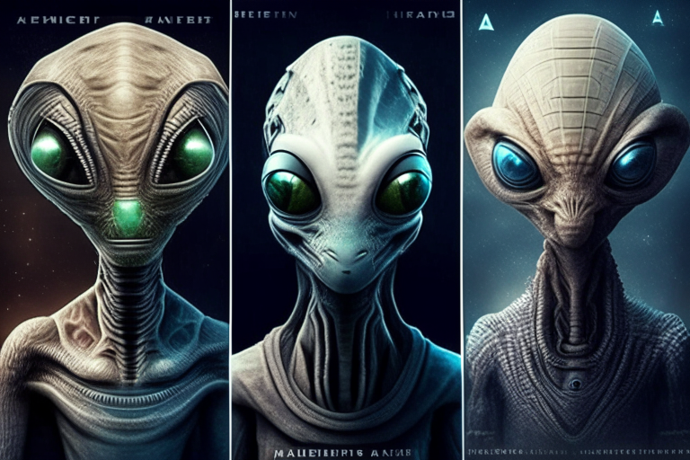 Criptograma de diferentes razas de alienígenas con sus respectivas imágenes indicando las cualidades de cada uno y sus especificaciones