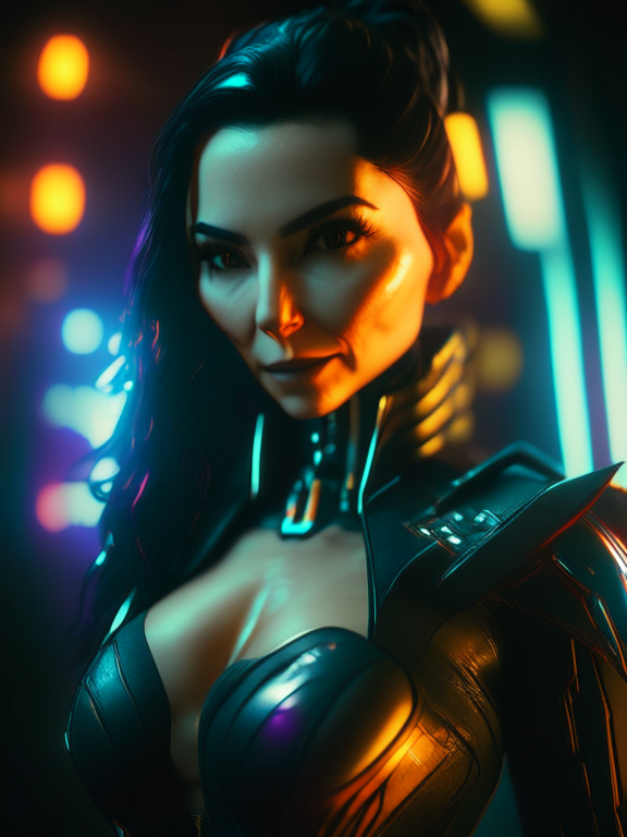 Cyberpunk 2099 Martha Higareda as a Final Boss NPC, professional photography + f 5.6 + 85mm + extremely detailed + ultra-realistic + cinematic lighting by cosmicwonder + 4k + uhd + 3d + octane render, award winning, RTX, OLED, UHD, C4D, CAD, high fidelity, masterpiece artwork, emotional, nostalgic, inspiring