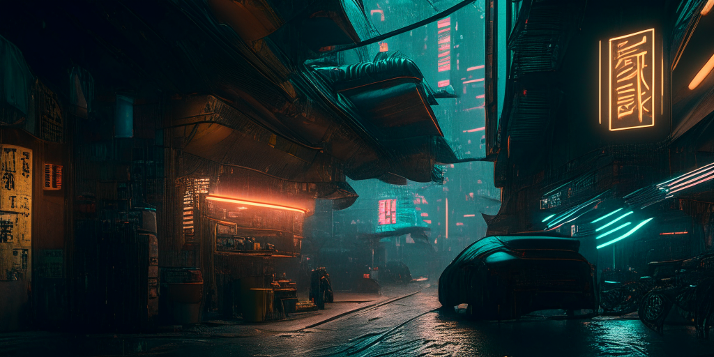 Architectural section Altered Carbon style, postcyberpunk, Laneway streetscape, cyber stores, street vendors, street drug dealers, temple, food stands,  crowded street, street neon adverts, cars and pollution, Jan Matejko, Craig Mullins, Dan Witz, hypermaximalist, hyper detail, 8k, octane render, cinematic, professional street photography, OLED, VRAY, FXAA, UHD, C4D, CAD, high fidelity, masterpiece artwork