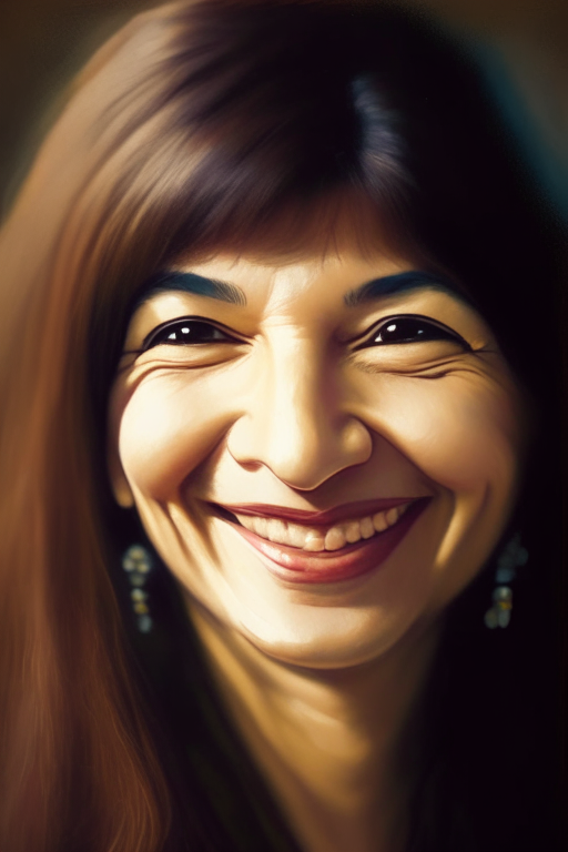 a portrait of Alka Yagnik, close-up, smiling, natural lighting