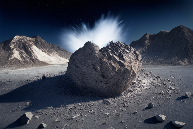 large meteorite impact site realistic photo from 2000m on canon dslr