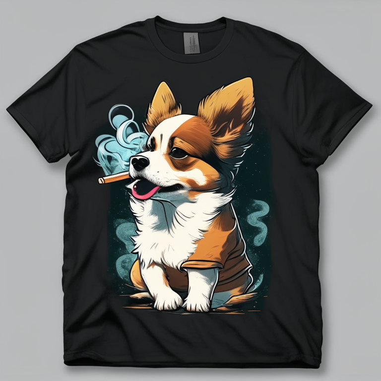 Pretty anime dog smoking, t-shirt 