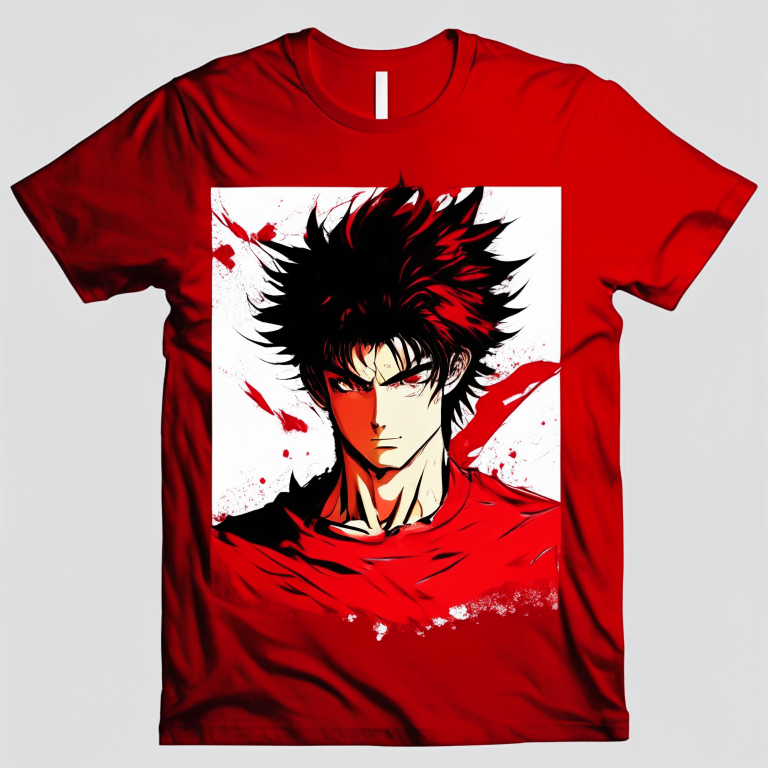 Handsome anime red colour, t-shirt 👕