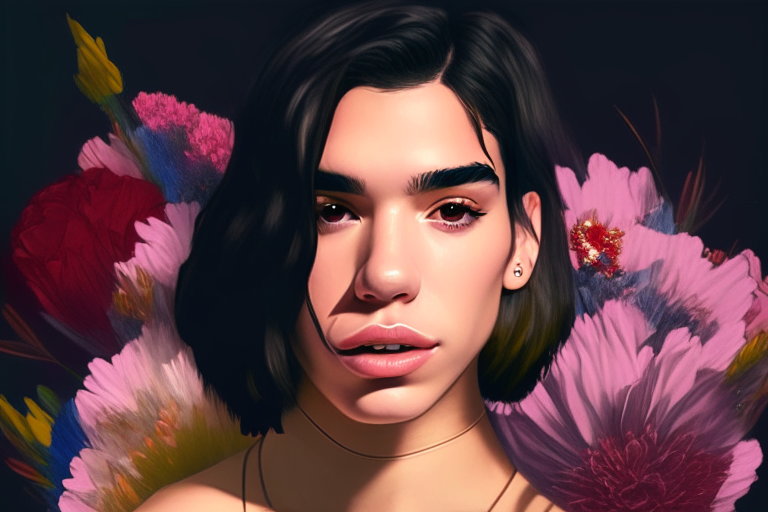 Diseña a  Dua Lipa con flores