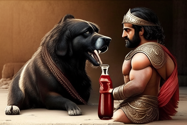 Diseña a Bahubali con cola de perro 