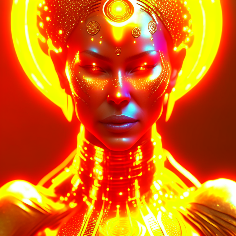 Meditation irradiating golden lights