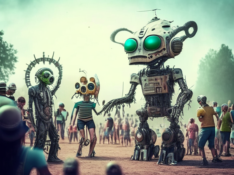 Aliens, Humans and Robots enjoying themselves at Przystanek Woodstock Festival 2069