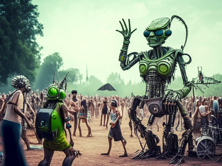 Aliens, Humans and Robots enjoying themselves at Przystanek Woodstock Festival 2069