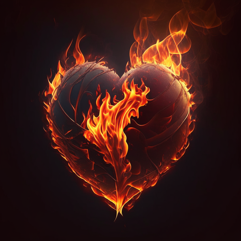 A heart in flames