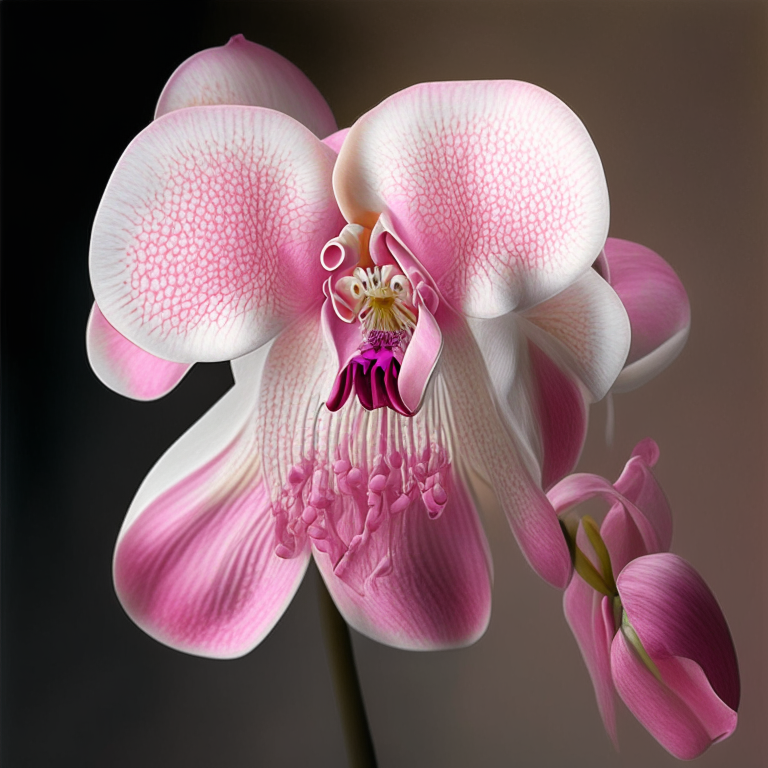 A hyperrealistic pink orchidea
