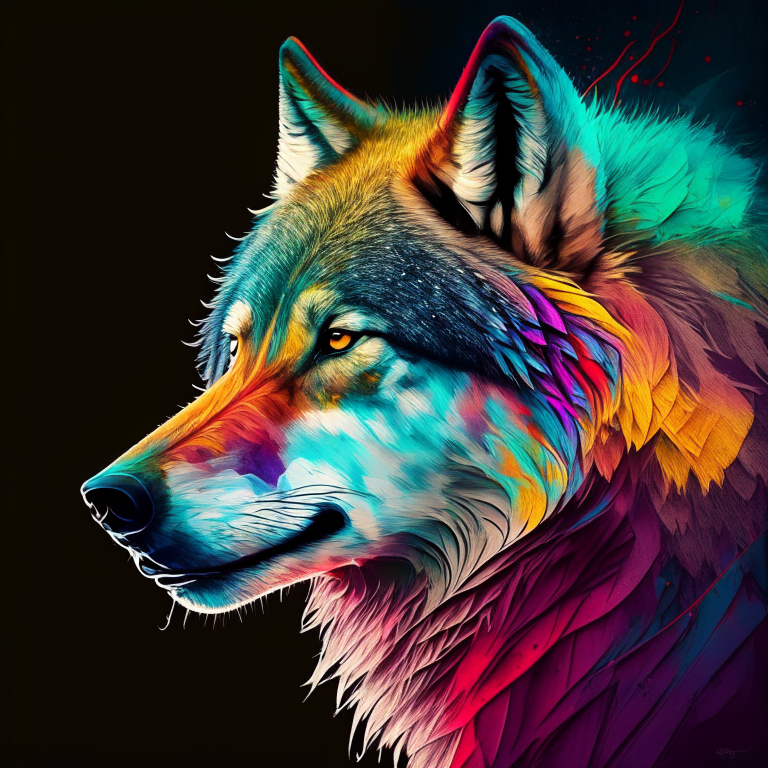 Wolf, colourful 